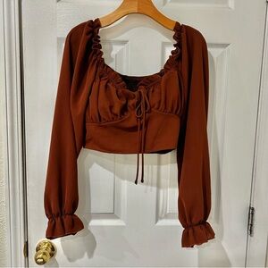 Cute Burnt Orange Brown Crop Top